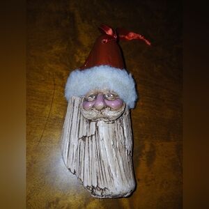 Wooden Santa Claus Ortament Carved Driftwood